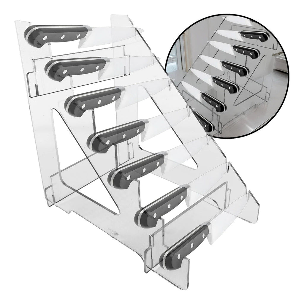 Suporte Acrílico para 7 Facas - Expositor Vertical Organizador