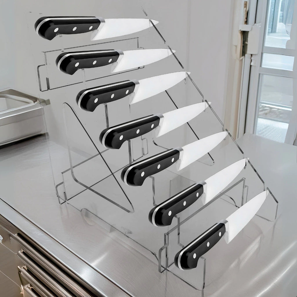 Suporte Acrílico para 7 Facas - Expositor Vertical Organizador