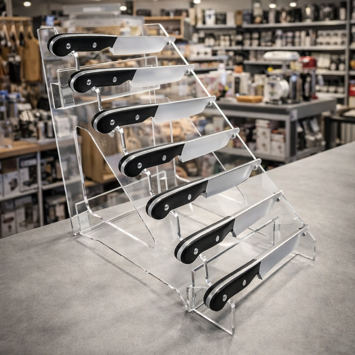 Suporte Acrílico para 7 Facas - Expositor Vertical Organizador