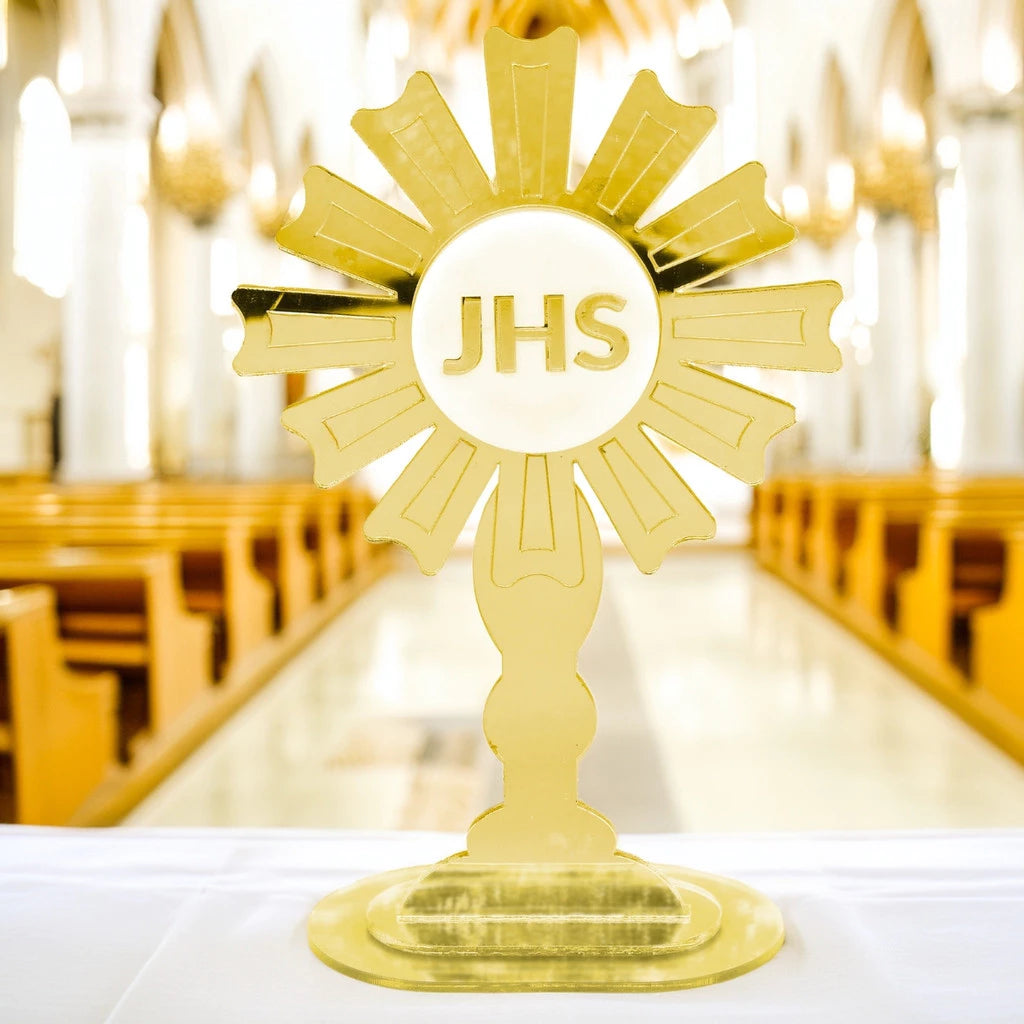 Santíssimo Sacramento Dourado 15cm em Acrílico Espelhado Religioso