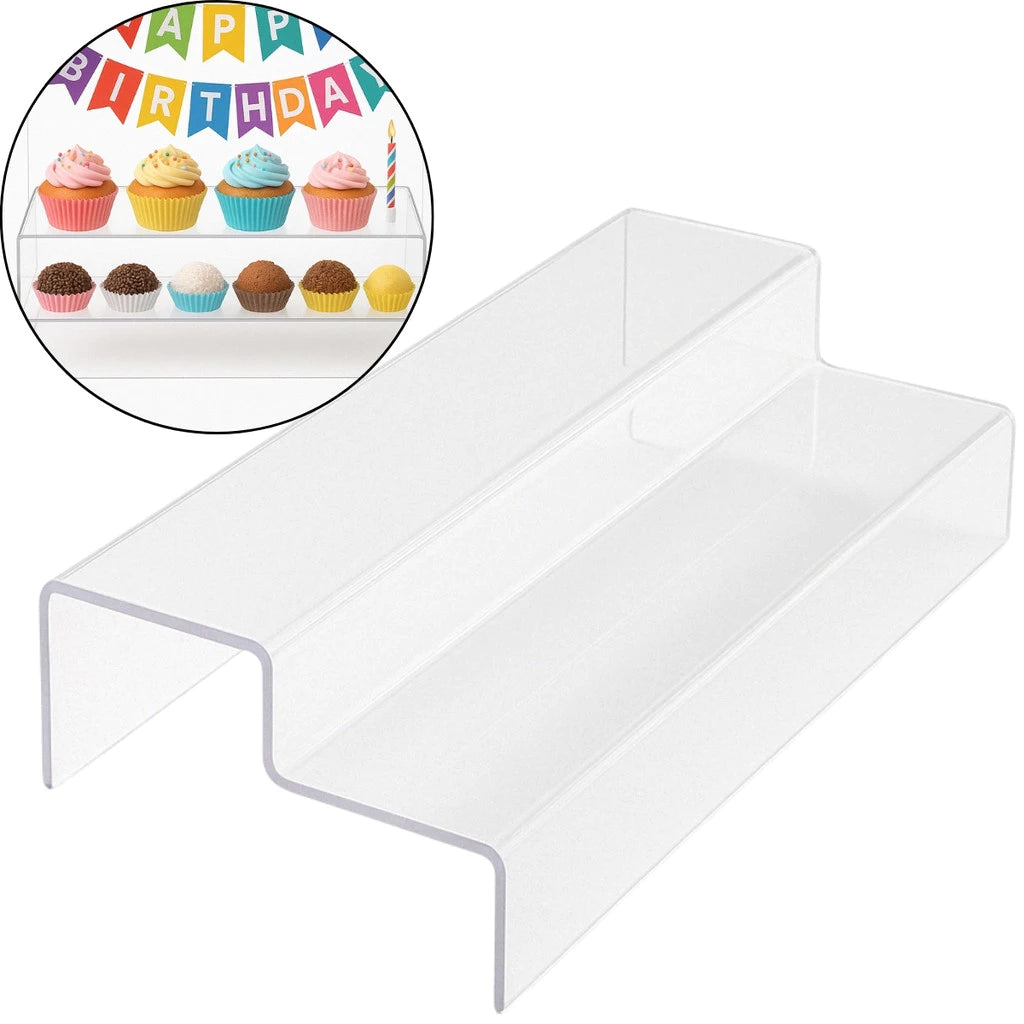 Expositor Acrílico 2 Degraus para Doces e Decoração – 33cm