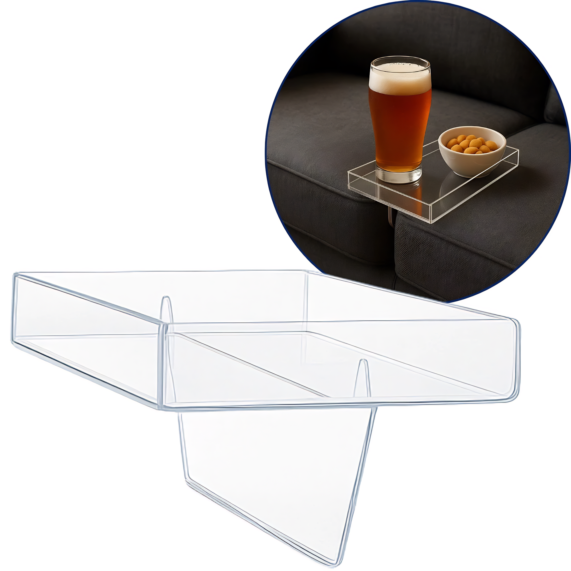 Bandeja de Sofá Acrílica P 10x20cm – Compacta, Elegante e Funcional