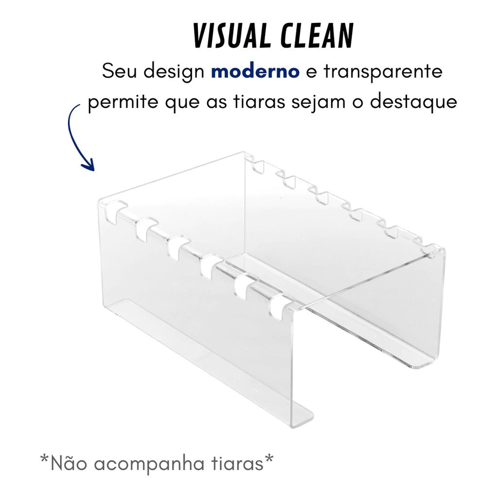 Expositor Acrílico para Tiara e Arcos 20x13x9cm Transparente