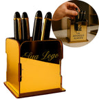 Porta Canetas Personalizado Luxo Dourado para Escritório ou Consultório