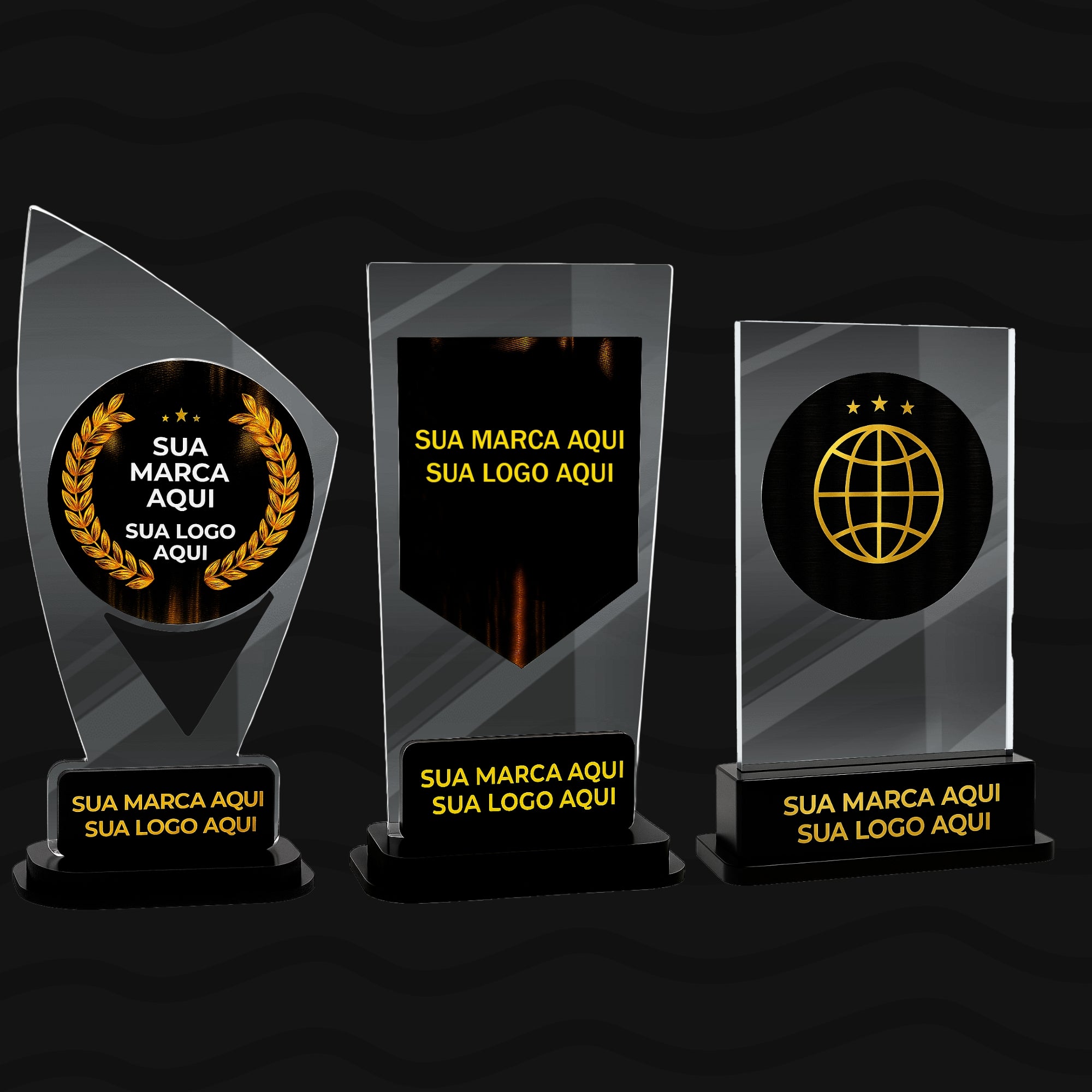 Troféus Personalizados em Acrílico com Sua Marca e Logo