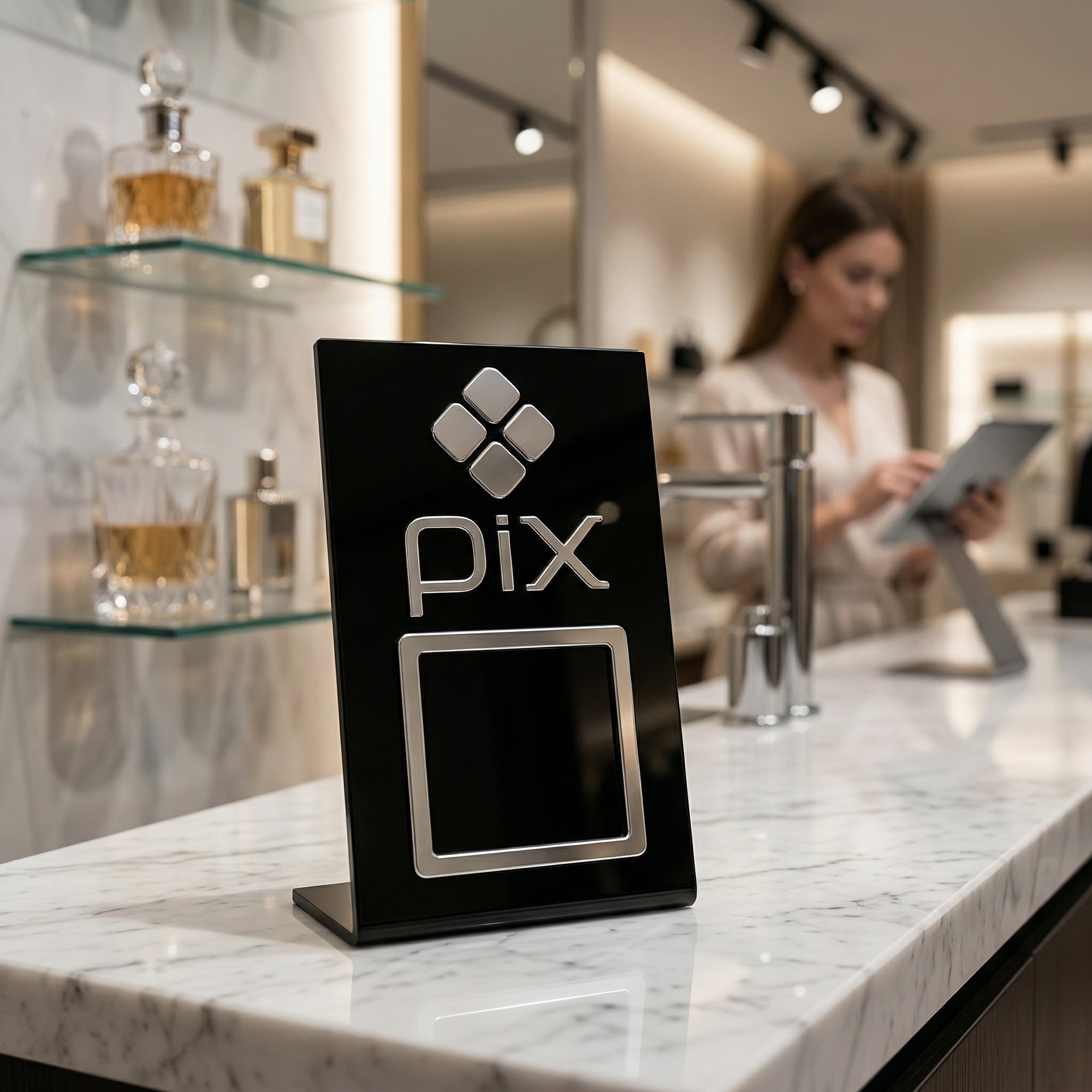 Plaquinha Mesa Qr Code Pix Pagamento Balcão Display Placa