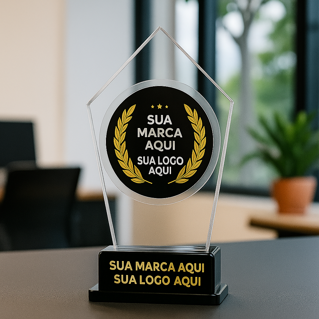 Troféus Personalizados em Acrílico com Sua Marca e Logo