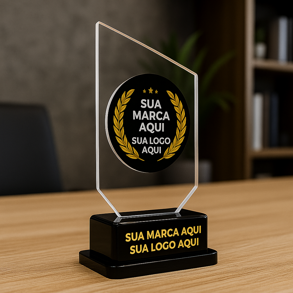 Troféus Personalizados em Acrílico com Sua Marca e Logo