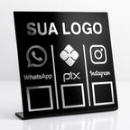 Placa QR Code Triplo Personalizada com Sua Logo para Lojas