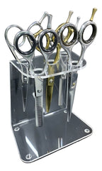 Porta 5 Tesouras Barbeiro Acrilico15x14x8 Base Maior