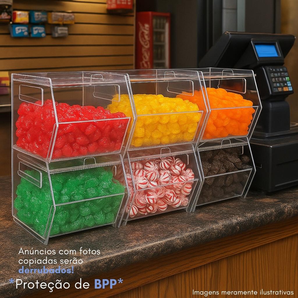 Baleiro 6 Pçs Doces Balas Display Balcão Bancada Expositor
