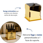 Porta Canetas Personalizado Luxo Dourado para Escritório ou Consultório