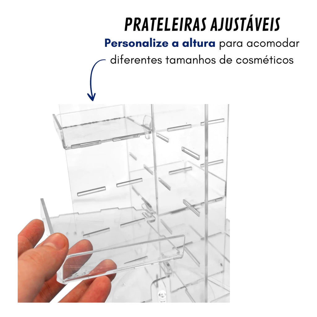 Organizador Giratório 360° Acrílico para Maquiagem e Cosméticos