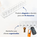 Porta Chave de Parede Acrílico 10 Ganchos Transparente e Moderno