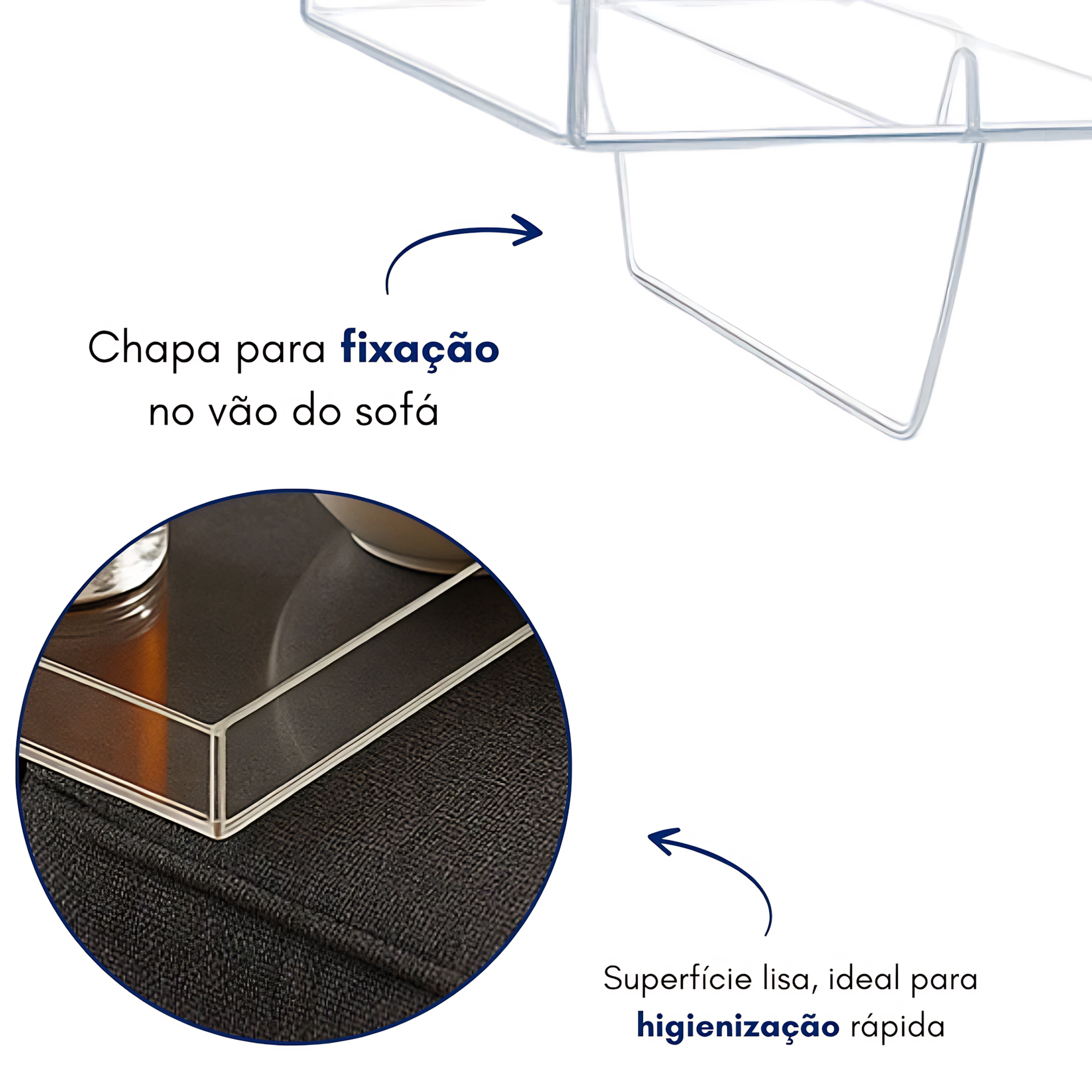 Bandeja de Sofá Acrílica P 10x20cm – Compacta, Elegante e Funcional