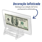 Display Acrílico para Notas Colecionáveis Porta Cédulas Antigas
