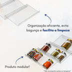 Divisória de Gavetas Acrílico Modular 22x12cm para Organização de Temperos