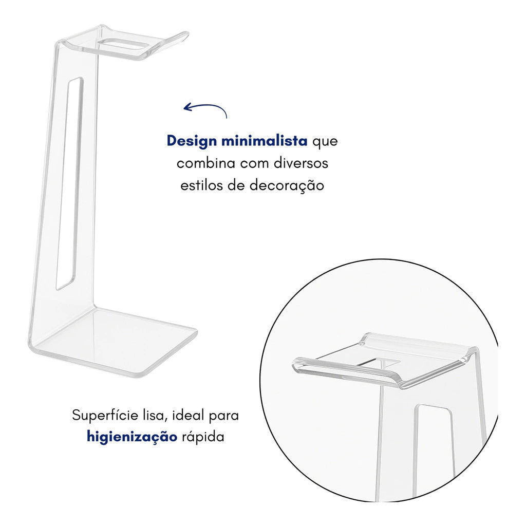 Suporte Acrílico para Headset de Mesa – Design Moderno e Minimalista