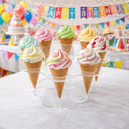 Suporte Expositor Temaki Sorvete Acrilico Cristal 8 Cones Redondo Estrela