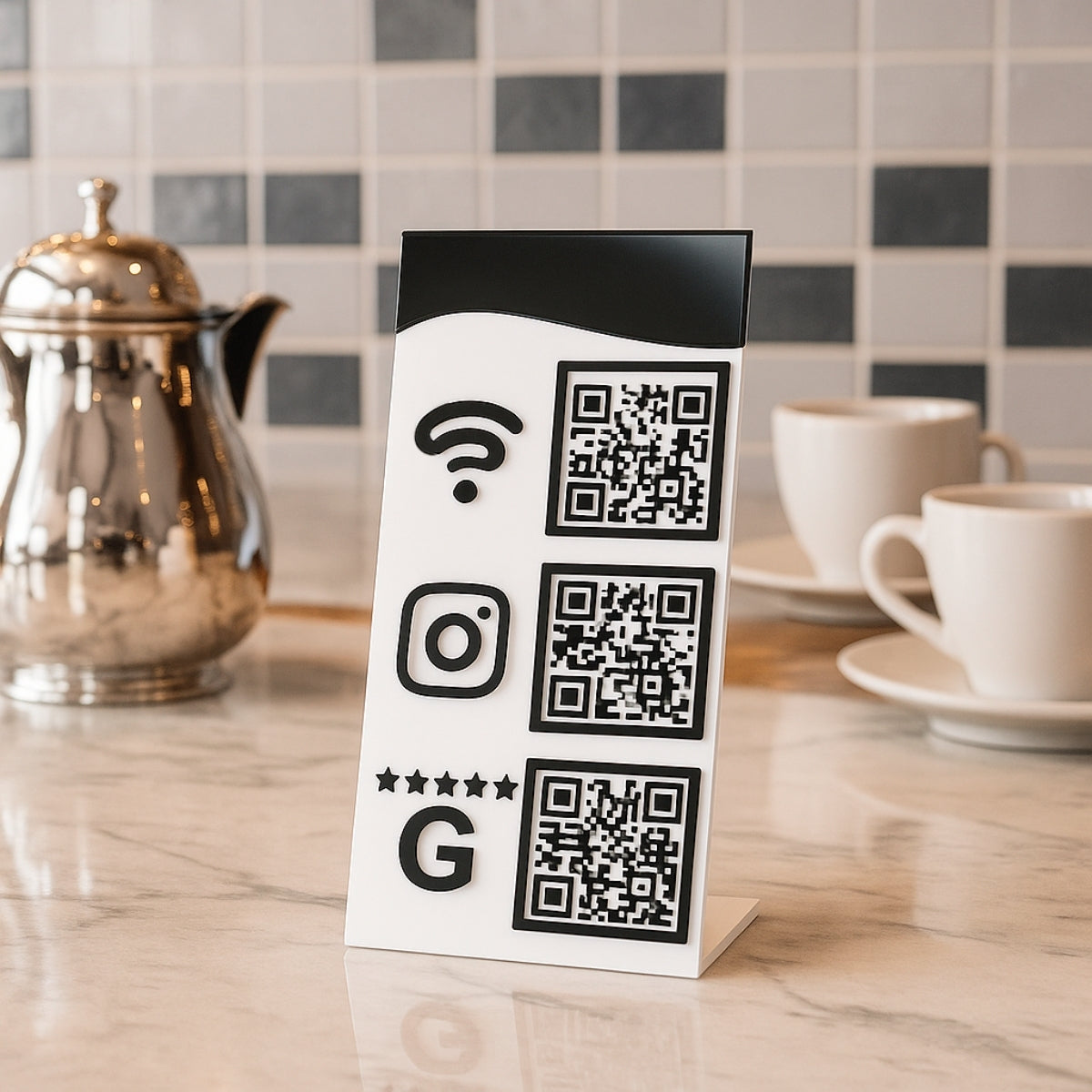 Qr Code Wifi Instagram Google Display Balcão Plaquinha Mesa