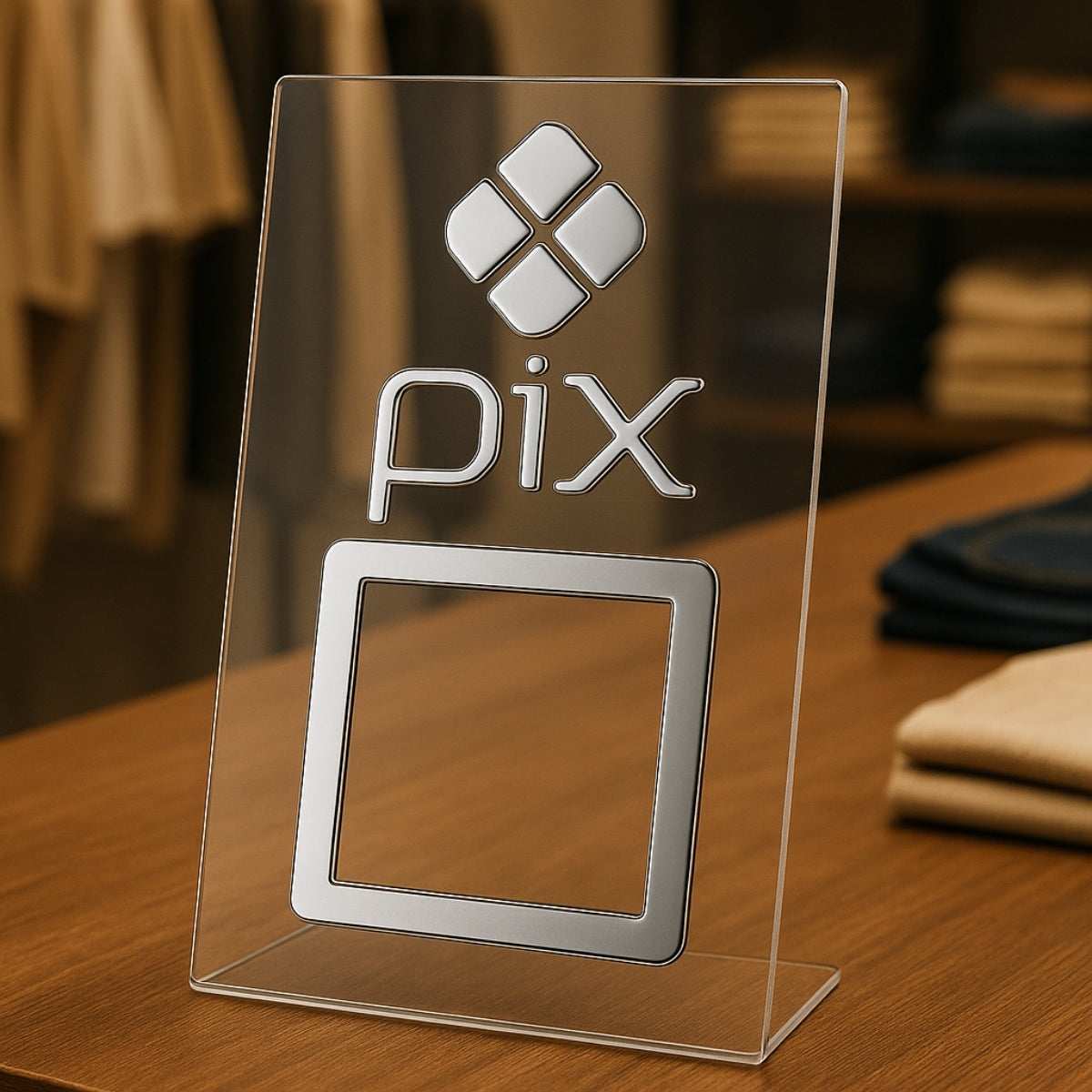 Plaquinha Mesa Qr Code Pix Pagamento Balcão Display Placa