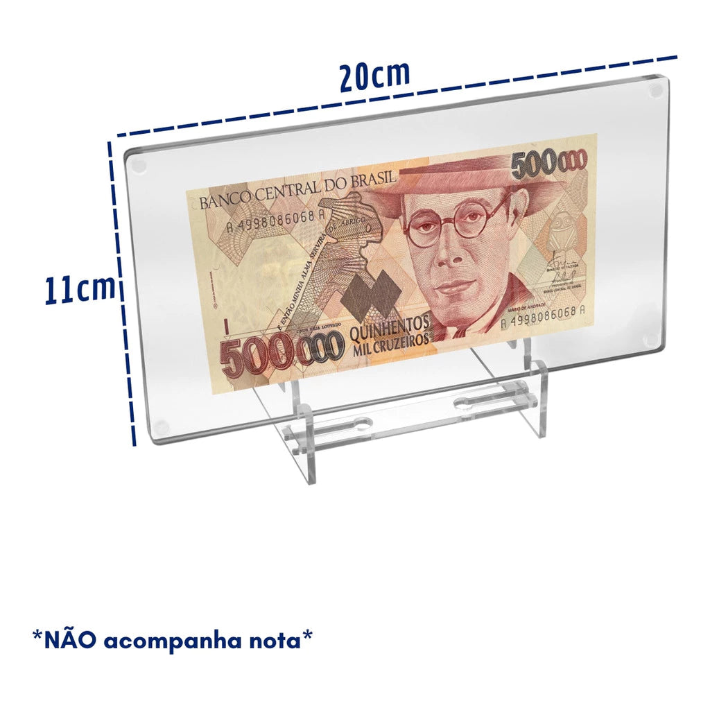 Display Acrílico para Notas Colecionáveis Porta Cédulas Antigas