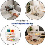 Kit 3 Gavetas Organizadoras Acrílico Modular Multiuso Escritório