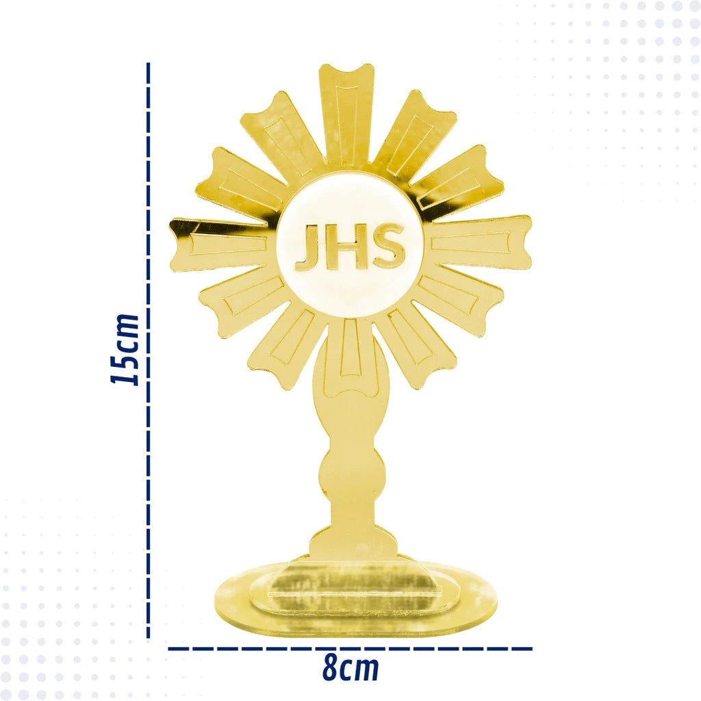 Santíssimo Sacramento Dourado 15cm em Acrílico Espelhado Religioso