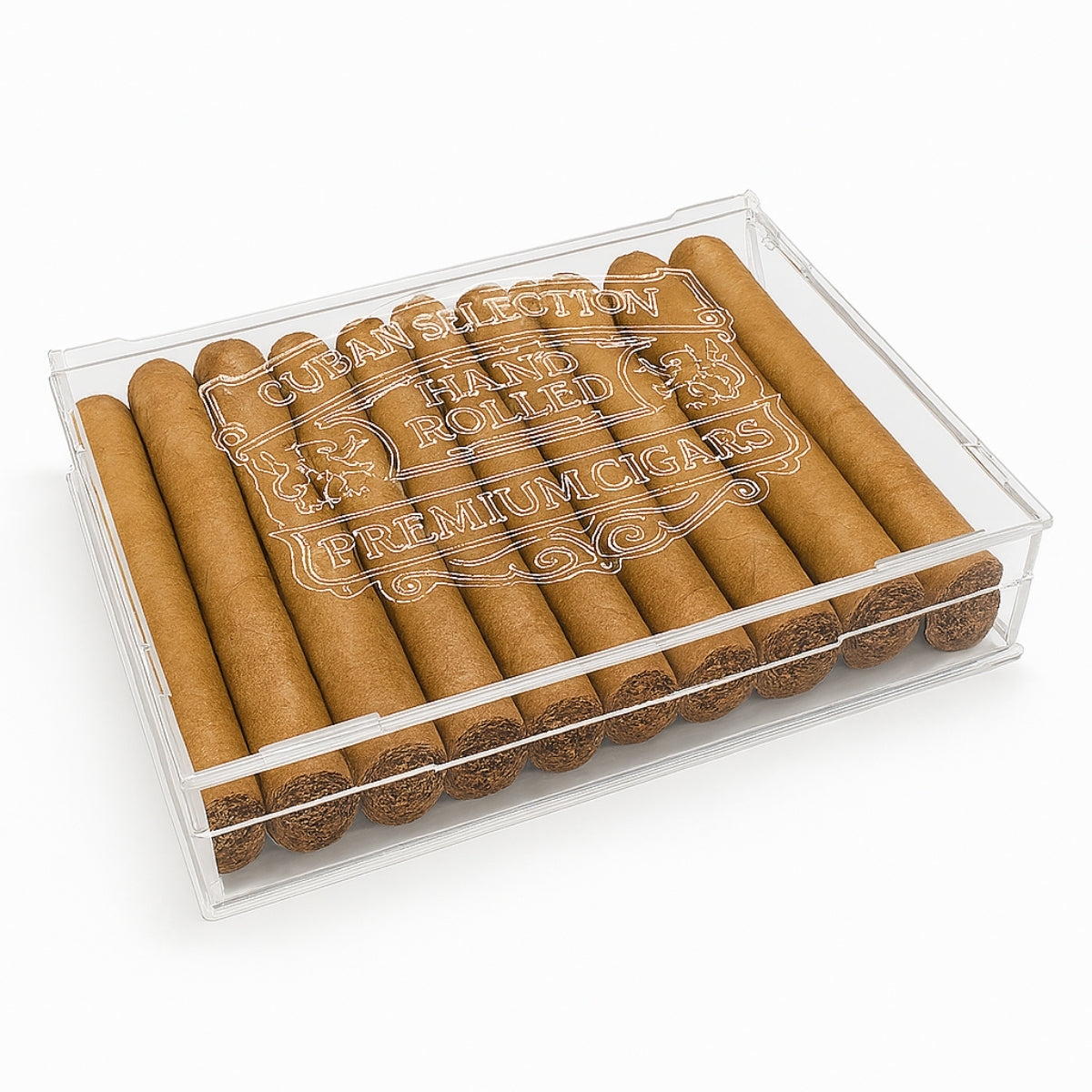 Caixa Umidor Acrílico para Charutos Premium 22x15cm Luxo