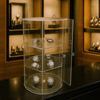 Carrossel Giratório Relógios Três Andares Expositor Premium Organização Coleção Luxo Armazenamento Vertical Base Estável Rotação Suave Acesso Rápido Visual Sofisticado Vitrine Doméstica Loja Joalheria Closet Mesa Bancada Design Funcional Alta Capacidade P
