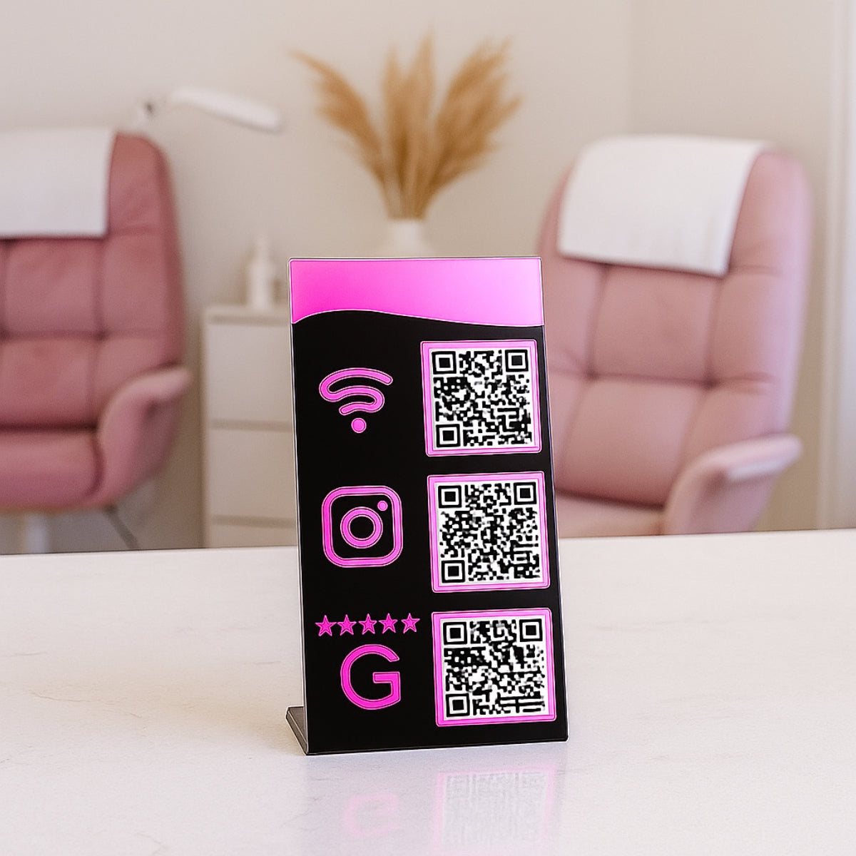 Qr Code Wifi Instagram Google Display Balcão Plaquinha Mesa