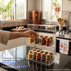 Suporte Organizador Temperos Cozinha Bancada PrateleiraMultiuso Nicho Compacto Casa Moderna Mantém Ingredientes Visíveis Arrumados Decoração Funcional Cozinha Gourmet Armazenamento Sal Pimenta Ervas Molhos
