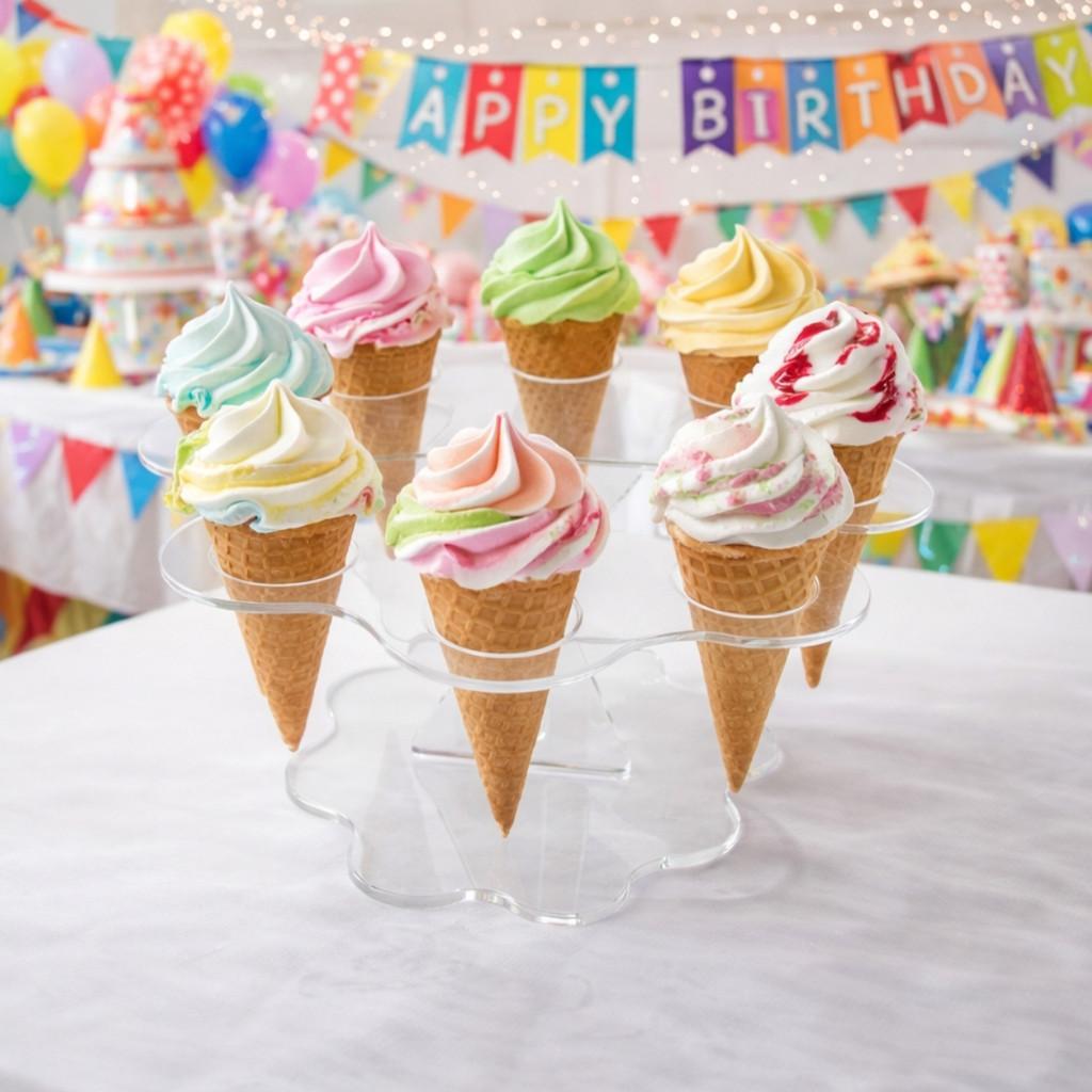 Suporte Oito Cones Sorvete Temaki Organização Exposição Alimentação Profissional Estável Higiene Visual Premium Uso Comercial Residencial Restaurante Lanchonete Sorveteria Evento Festa Apresentação Moderna Praticidade Atendimento Ágil Estrutura Resistente