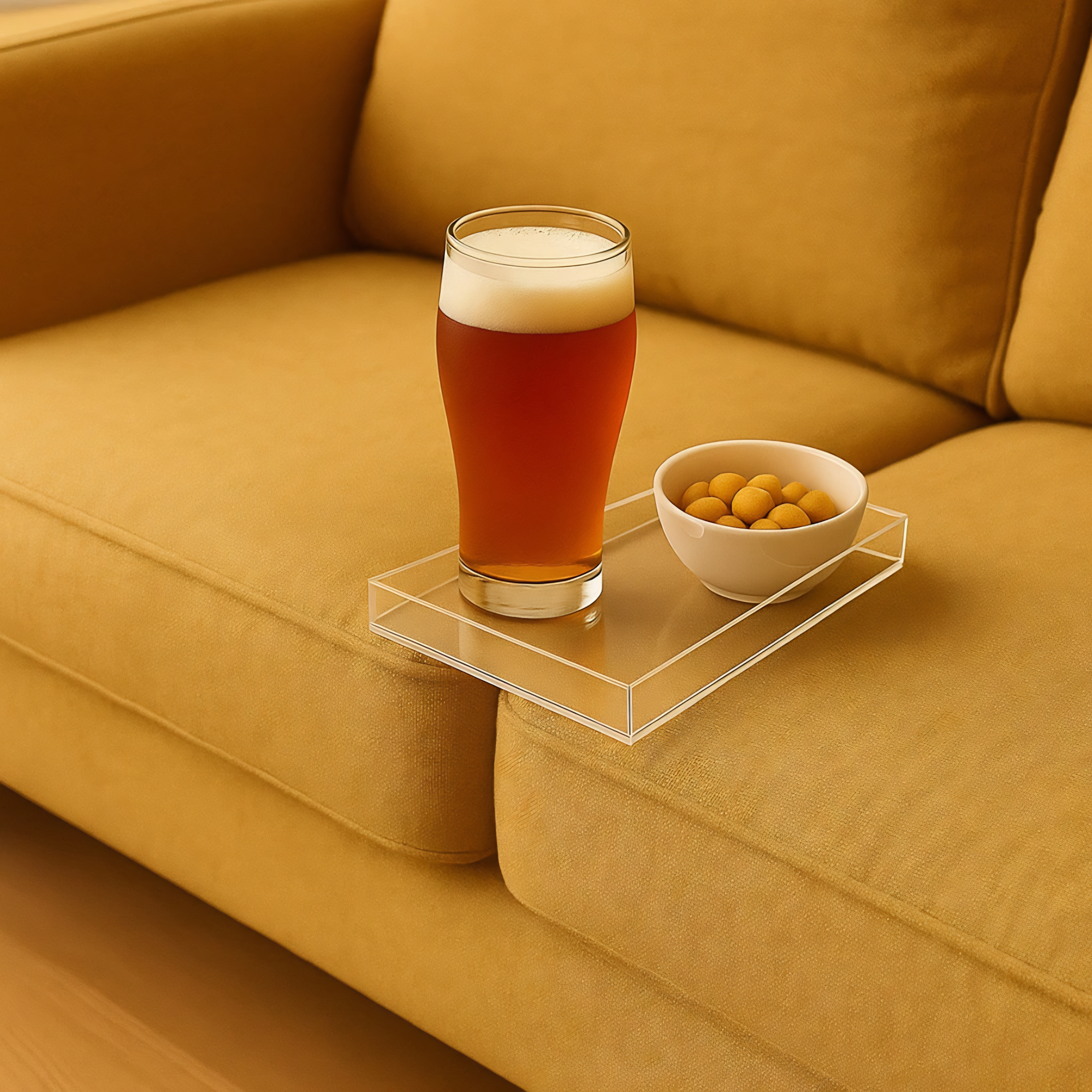 Bandeja de Sofá Acrílica P 10x20cm – Compacta, Elegante e Funcional
