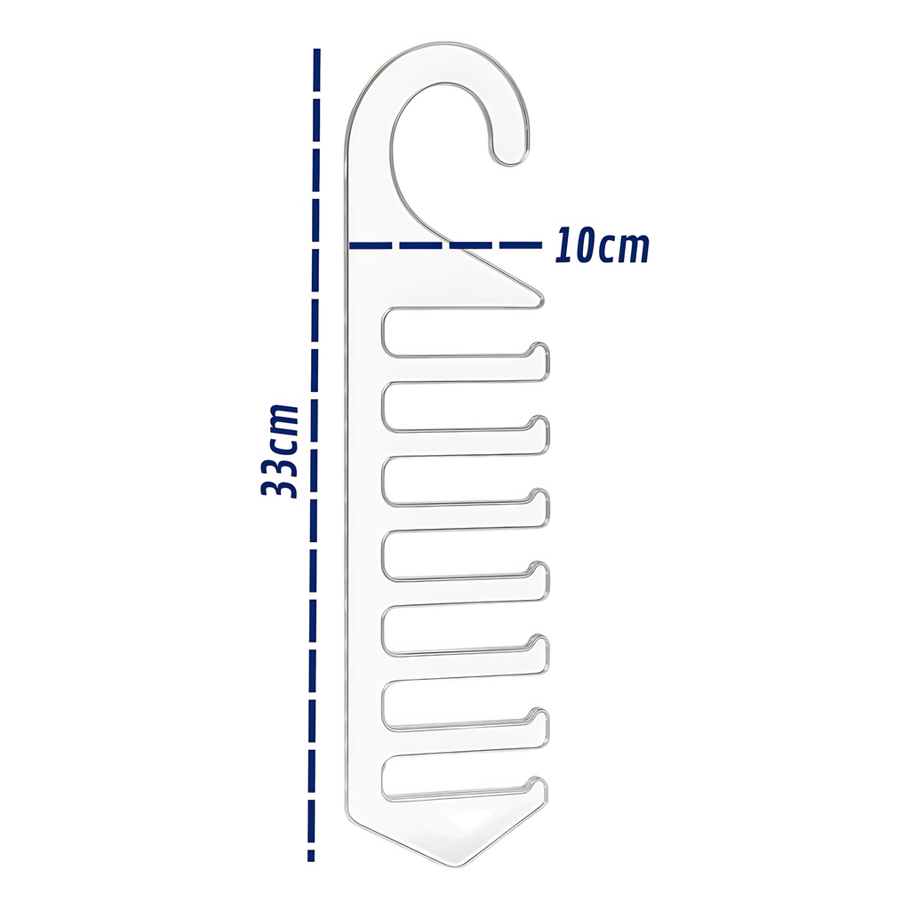 Cabide Acrílico para Gravatas Vertical 10 Ganchos – Design Moderno