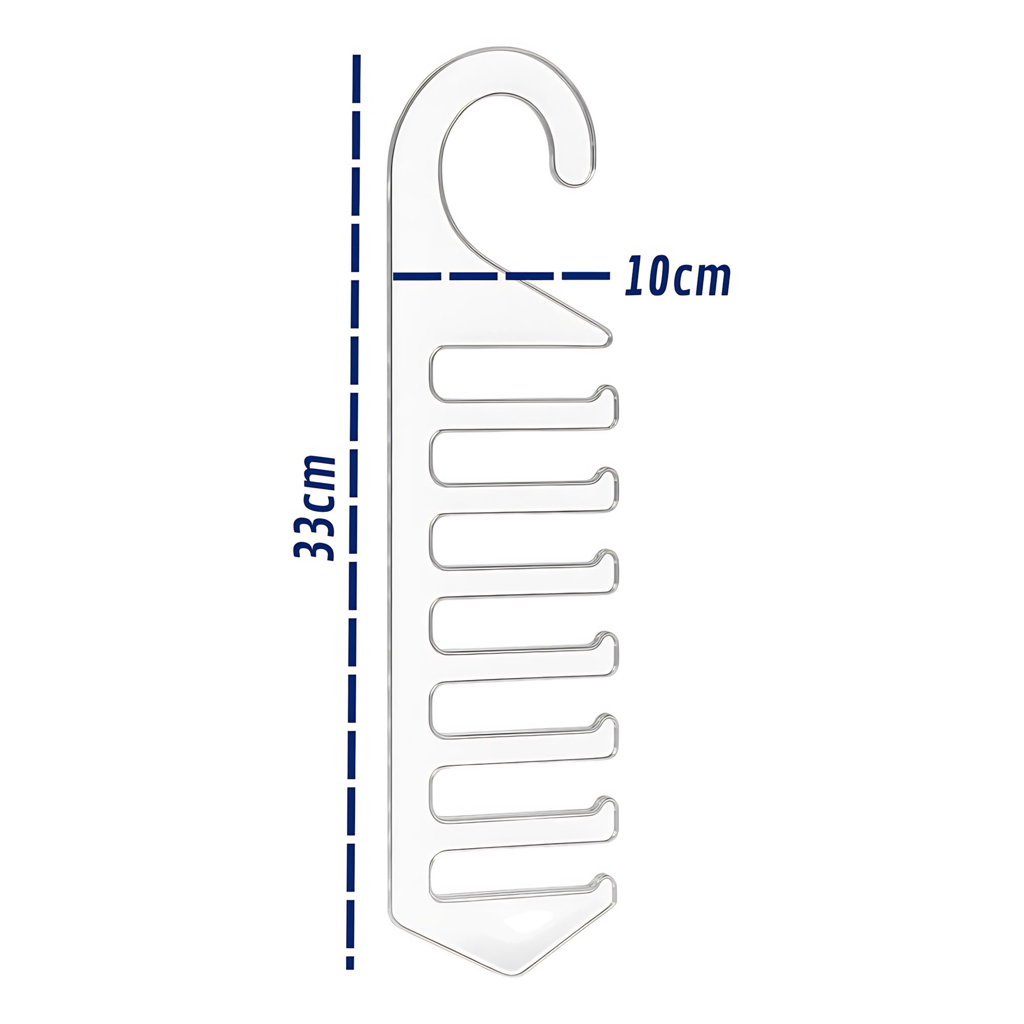 Cabide Acrílico para Gravatas Vertical 10 Ganchos – Design Moderno