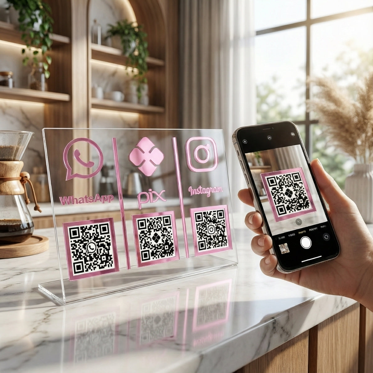 Placa Loja Balcão Qr Code Pix Whatsapp Instagram Pagamento