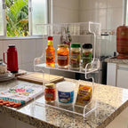 Suporte Organizador Temperos Cozinha Bancada PrateleiraMultiuso Nicho Compacto Casa Moderna Mantém Ingredientes Visíveis Arrumados Decoração Funcional Cozinha Gourmet Armazenamento Sal Pimenta Ervas Molhos