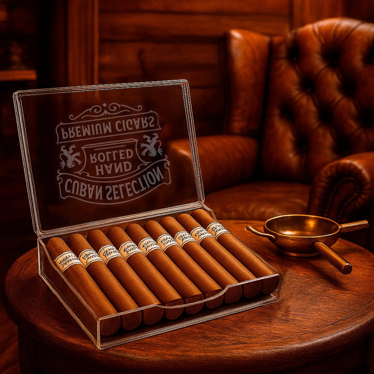 Caixa Umidor Acrílico para Charutos Premium 22x15cm Luxo