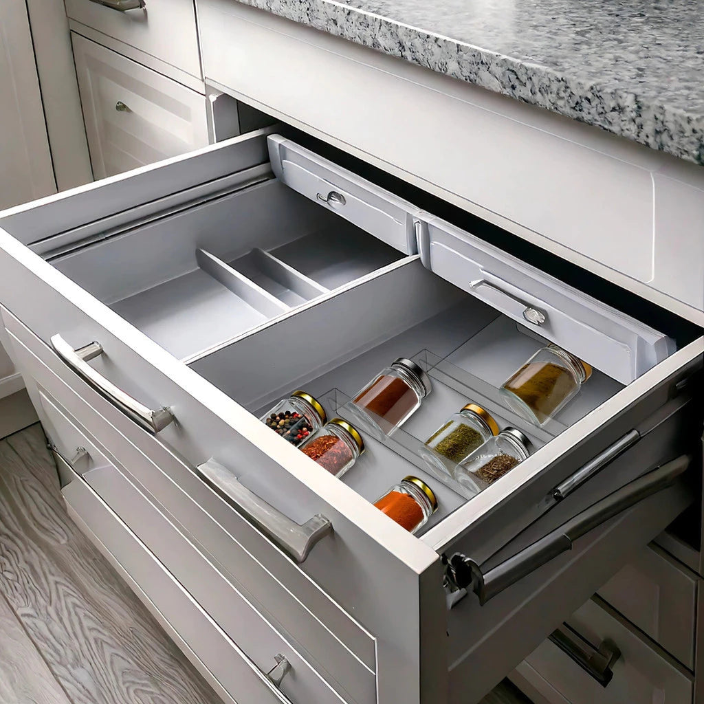Divisória de Gavetas Acrílico Modular 22x12cm para Organização de Temperos