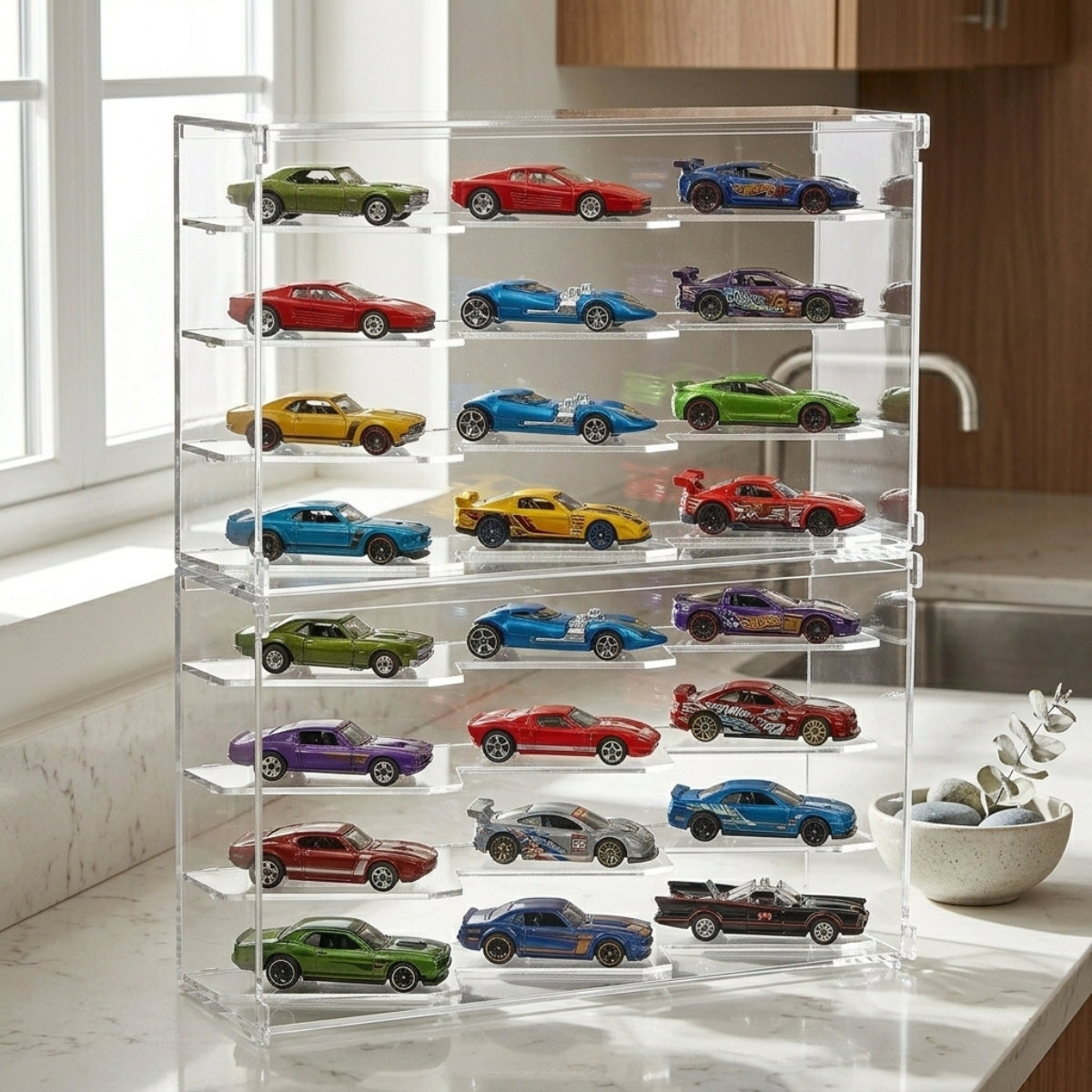 Expositor Hot Wheels 24 Carrinhos Modular Suporte Display Coleção Empilhavel Encaixável