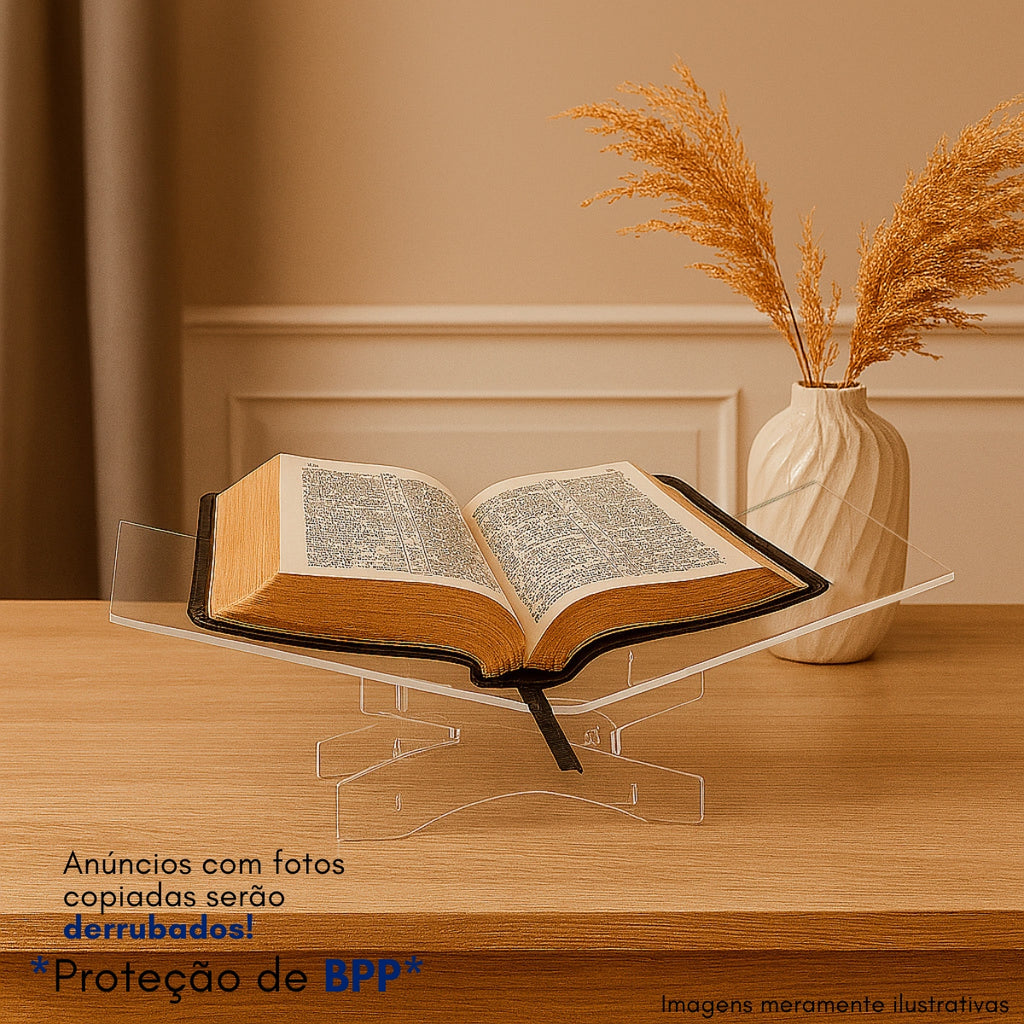 Suporte Acrílico Premium para Bíblia Grande Altar Culto Igreja