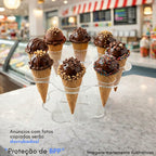 Suporte Expositor Temaki Sorvete Acrilico Cristal 8 Cones Redondo Estrela