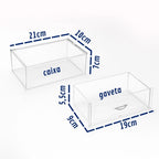 Kit 3 Gavetas Organizadoras Acrílico Modular Multiuso Escritório