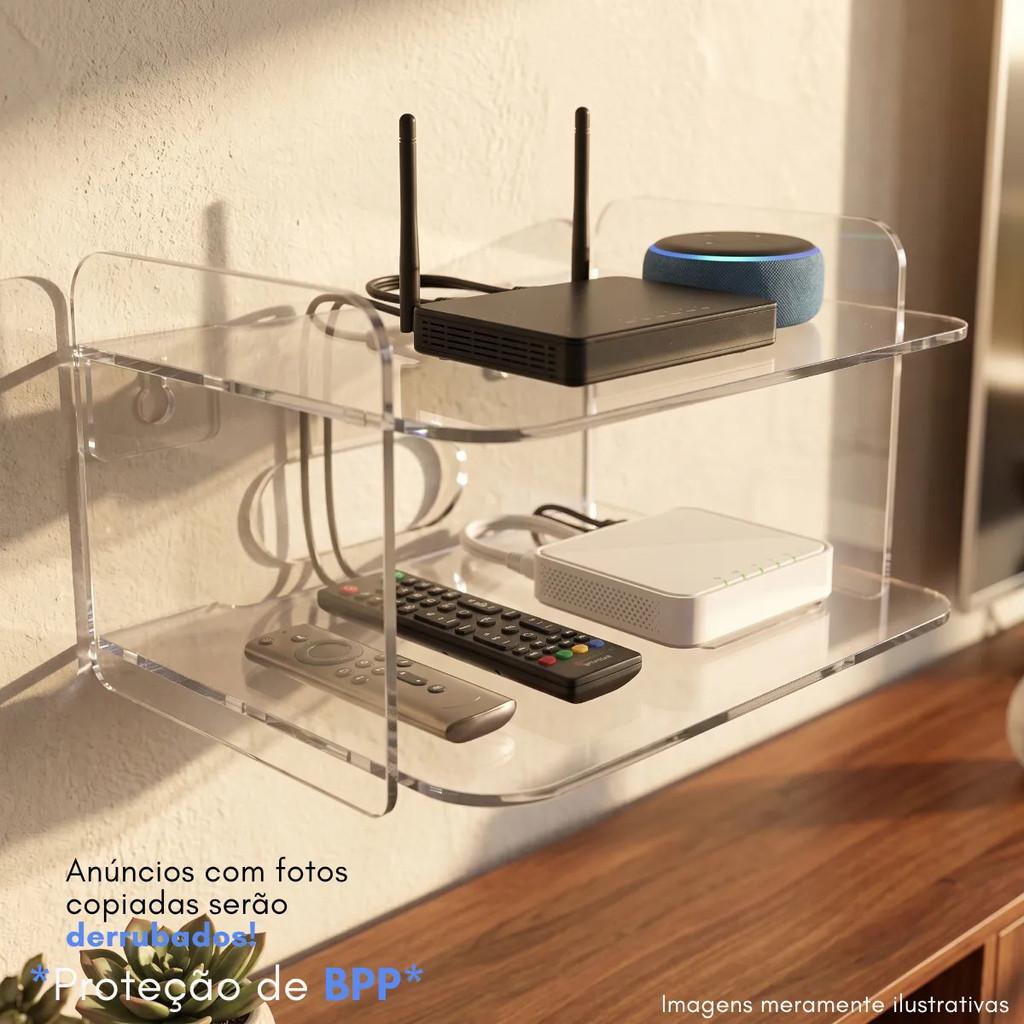 Suporte Roteador Modem Parede Organizador Wifi Tv Box Alexa aparelhos eletrônicos Espaço
