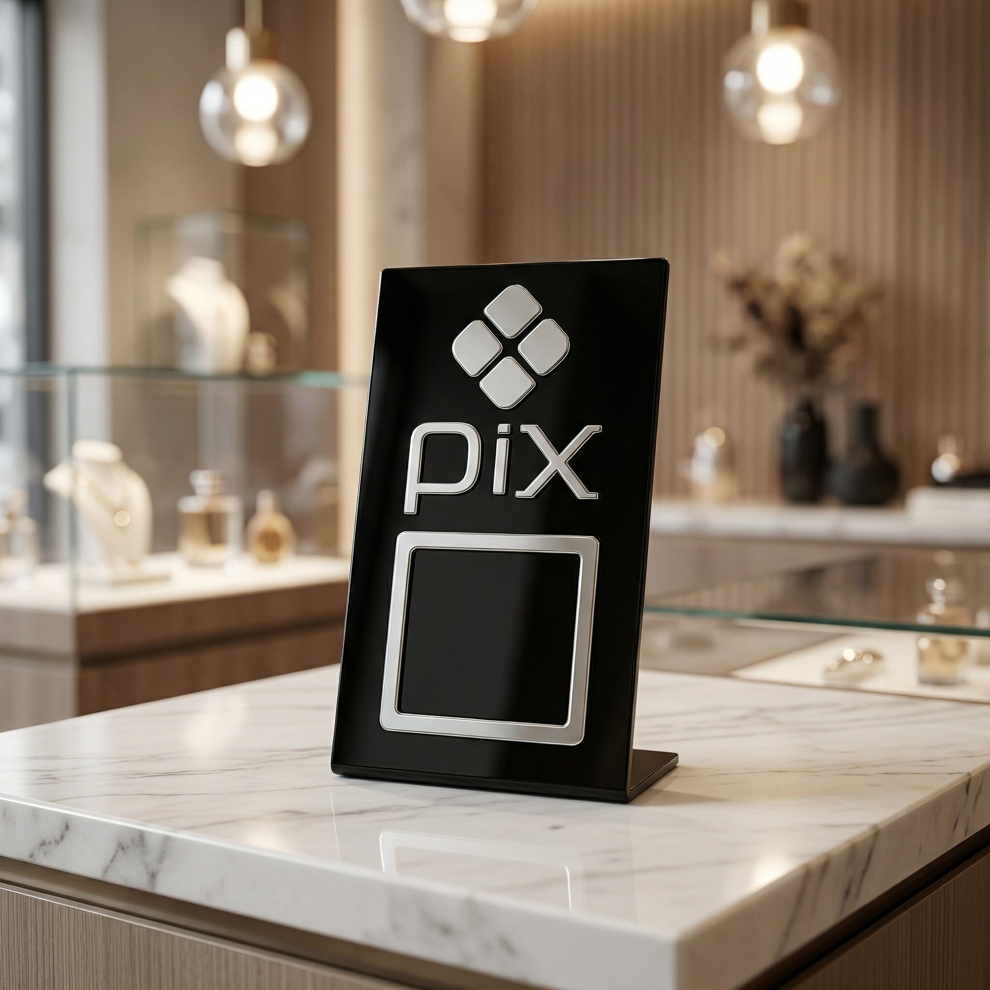 Plaquinha Mesa Qr Code Pix Pagamento Balcão Display Placa