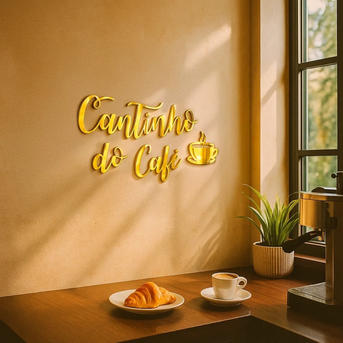Frase Letreiro Cantinho Do Café Decor Espelho 40cm Placa