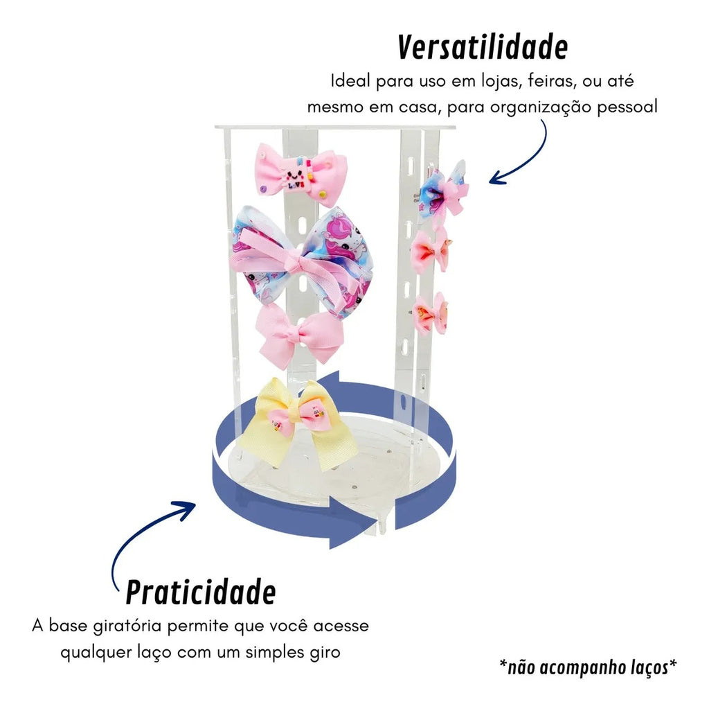 Expositor Giratório Laço Suporte Presilhas Bico Porta Tiaras