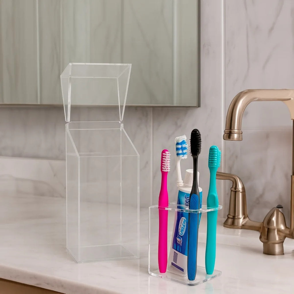 Organizador Porta Escova De Dente Com Tampa Bancada Banheiro