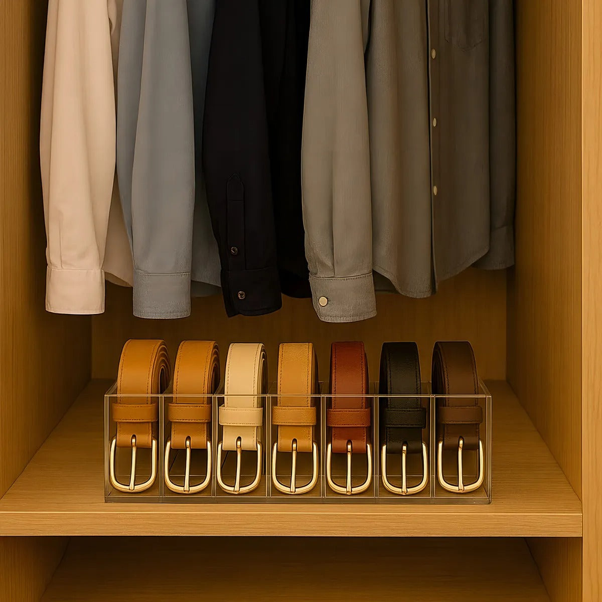 Suporte Expositor 7 Cintos Organizador Divisórias Armário